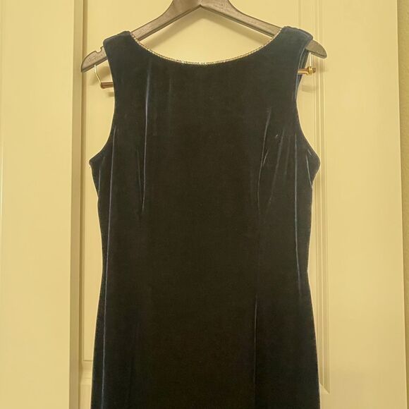 Vintage Scott Mcclintock Women's Blue Y2K Evening Gown Velvet Dress Size 14 - Picture 3 of 10